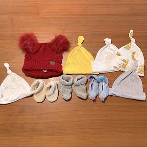 Lot of baby beanies and booties
